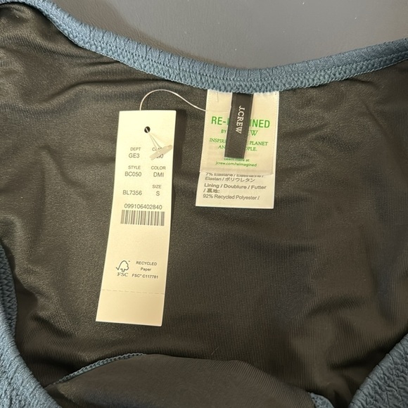 J. Crew Bikini Bottom Women's S Teal Blue Textured Curved Waist Cheeky New 7852 - Picture 7 of 13
